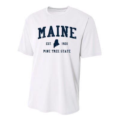 Retro Maine T Vintage State Sports Design Performance Sprint T-Shirt