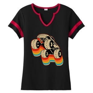 Retro Monster Truck Big Style Truck Ladies Halftime Notch Neck Tee