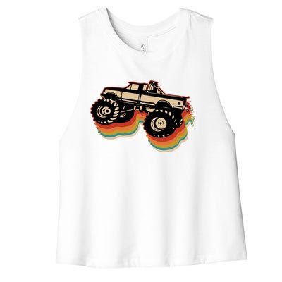 Retro Monster Truck Show Gift Vintage Monster Trucks Gift Women's Racerback Cropped Tank