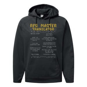 Rpg Master Translator D20 Tabletop Games Funny Rpg Gamer Performance Fleece Hoodie