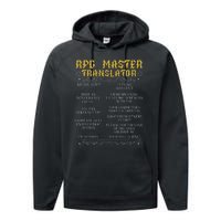 Rpg Master Translator D20 Tabletop Games Funny Rpg Gamer Performance Fleece Hoodie