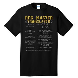 Rpg Master Translator D20 Tabletop Games Funny Rpg Gamer Tall T-Shirt