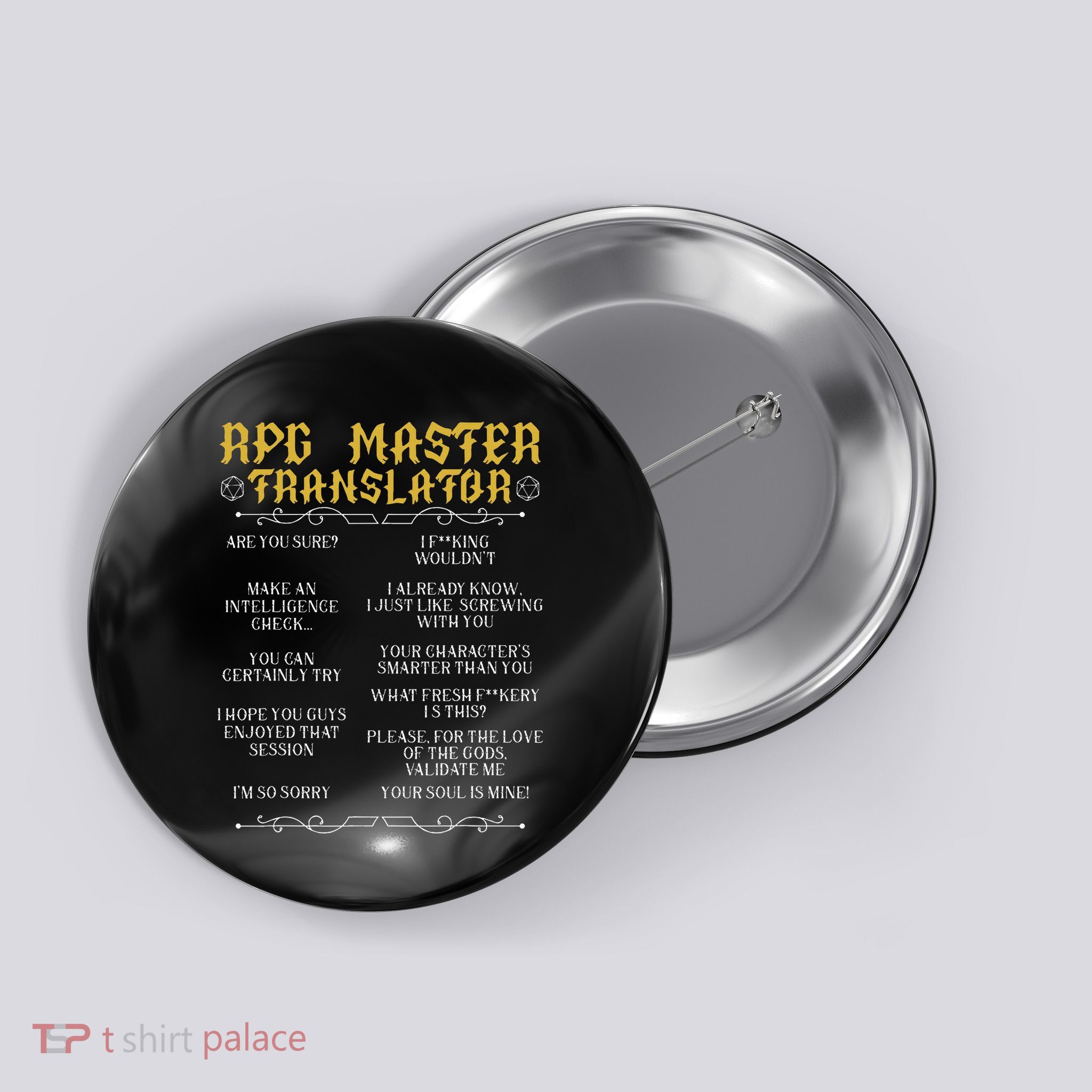 Rpg Master Translator D20 Tabletop Games Funny Rpg Gamer Button
