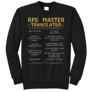 Rpg Master Translator D20 Tabletop Games Funny Rpg Gamer Tall Sweatshirt