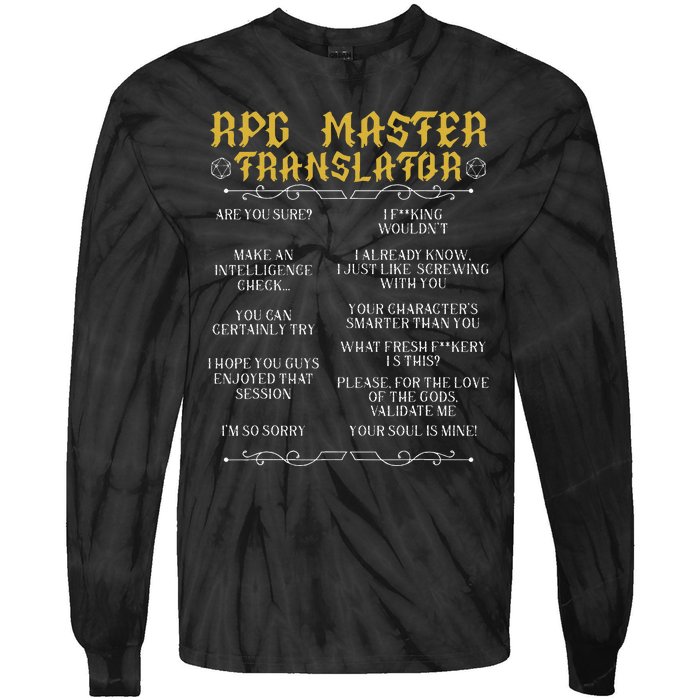 Rpg Master Translator D20 Tabletop Games Funny Rpg Gamer Tie-Dye Long Sleeve Shirt