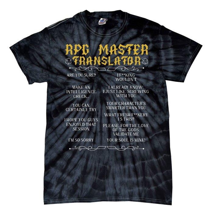 Rpg Master Translator D20 Tabletop Games Funny Rpg Gamer Tie-Dye T-Shirt