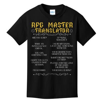 Rpg Master Translator D20 Tabletop Games Funny Rpg Gamer Kids T-Shirt