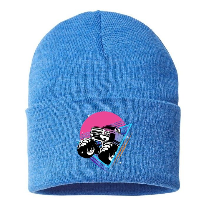 Retro Monster Truck Show Gift Vintage Monster Trucks Gift Sustainable Knit Beanie