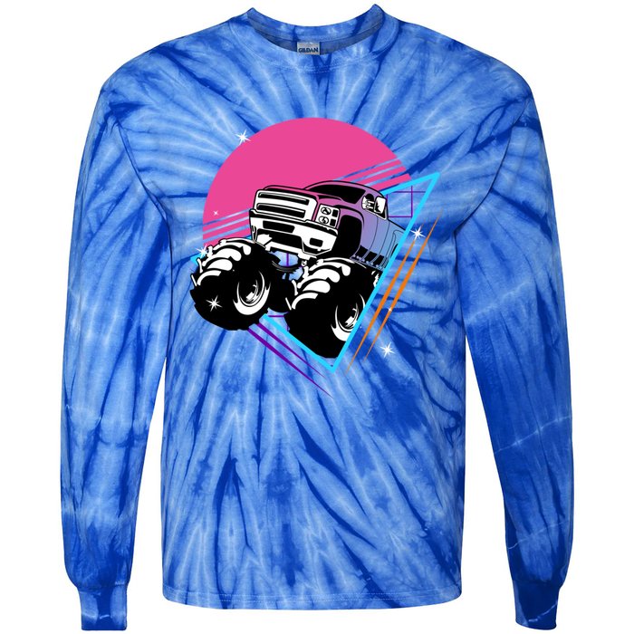 Retro Monster Truck Show Gift Vintage Monster Trucks Gift Tie-Dye Long Sleeve Shirt