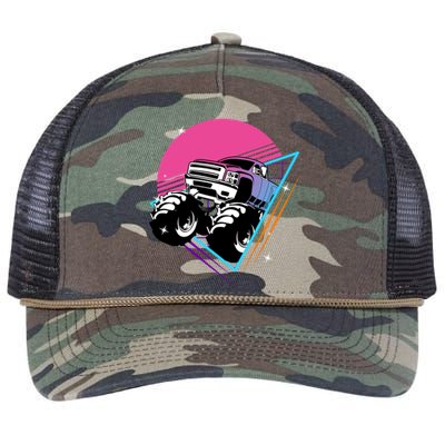 Retro Monster Truck Show Gift Vintage Monster Trucks Gift Retro Rope Trucker Hat Cap