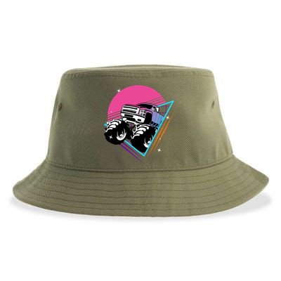 Retro Monster Truck Show Gift Vintage Monster Trucks Gift Sustainable Bucket Hat