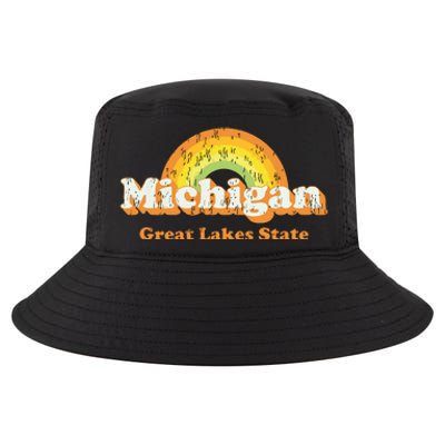 Retro Michigan T Vintage 70s Rainbow Design Cool Comfort Performance Bucket Hat