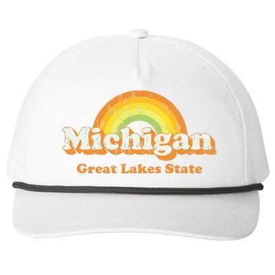 Retro Michigan T Vintage 70s Rainbow Design Snapback Five-Panel Rope Hat