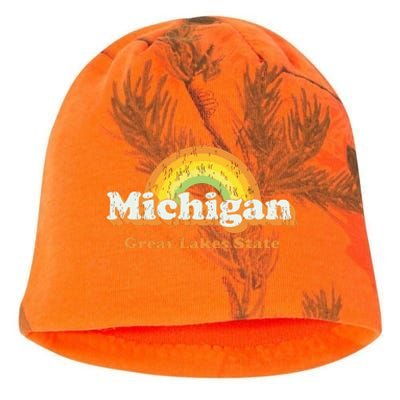 Retro Michigan T Vintage 70s Rainbow Design Kati - Camo Knit Beanie