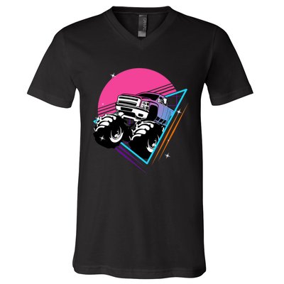 Retro Monster Truck Show Vintage Monster Trucks V-Neck T-Shirt