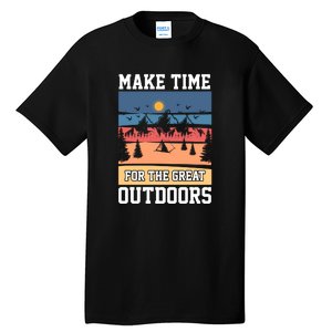 Retro Make Time Foe The Great Outdoors Camping For Camper Tall T-Shirt