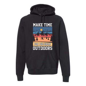 Retro Make Time Foe The Great Outdoors Camping For Camper Premium Hoodie