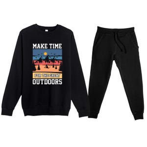 Retro Make Time Foe The Great Outdoors Camping For Camper Premium Crewneck Sweatsuit Set