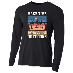 Retro Make Time Foe The Great Outdoors Camping For Camper Cooling Performance Long Sleeve Crew