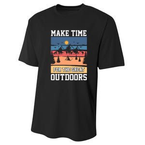 Retro Make Time Foe The Great Outdoors Camping For Camper Performance Sprint T-Shirt