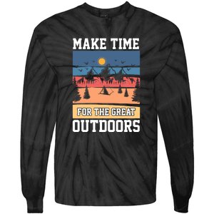 Retro Make Time Foe The Great Outdoors Camping For Camper Tie-Dye Long Sleeve Shirt