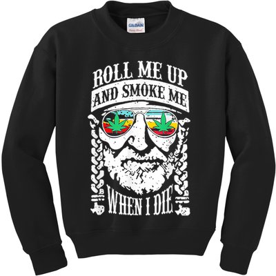 Roll Me Up And Smoke Me When I Die Kids Sweatshirt