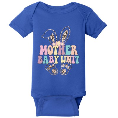 Retro Mother Unit Easter Leopard Bunny Postpartum Nurse Meaningful Gift Baby Bodysuit