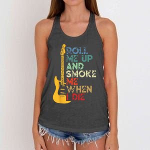 Roll Me Up And Smoke Me When I Die Guitar Women's Knotted Racerback Tank