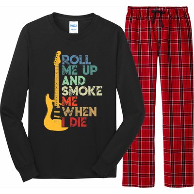 Roll Me Up And Smoke Me When I Die Guitar Long Sleeve Pajama Set