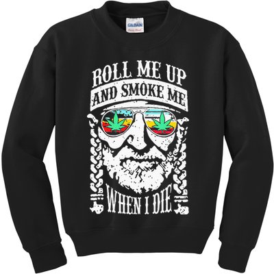 Roll Me Up And Smoke Me When I Die Kids Sweatshirt