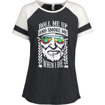 Roll Me Up And Smoke Me When I Die Enza Ladies Jersey Colorblock Tee