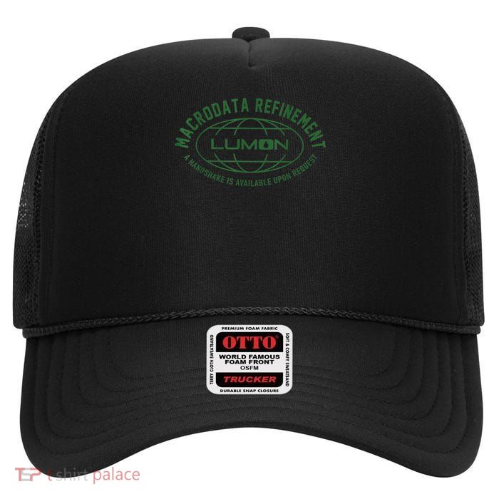 Retro Macrodata Vintage Refinet Lumon Quote High Crown Mesh Back Trucker Hat