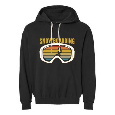 Retro Mountain Vibes: Vintage Snowboarding Meaningful Gift Garment-Dyed Fleece Hoodie