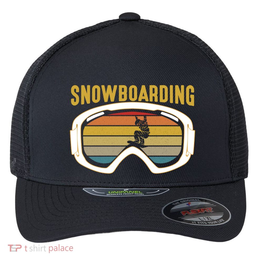 Retro Mountain Vibes: Vintage Snowboarding Meaningful Gift Flexfit Unipanel Trucker Cap