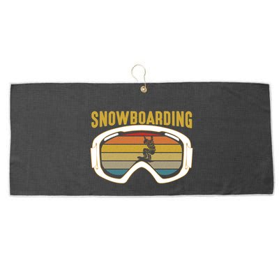 Retro Mountain Vibes: Vintage Snowboarding Meaningful Gift Large Microfiber Waffle Golf Towel