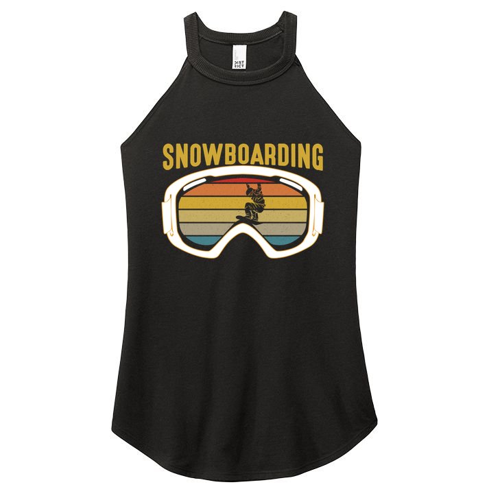 Retro Mountain Vibes: Vintage Snowboarding Meaningful Gift Women's Perfect Tri Rocker Tank