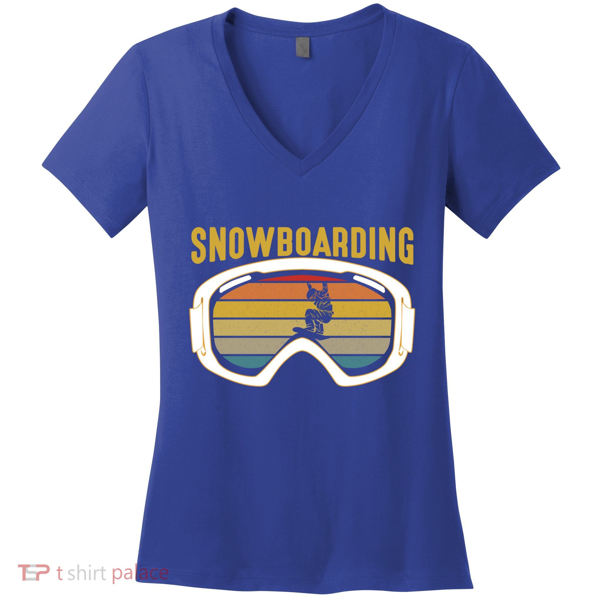 Retro Mountain Vibes: Vintage Snowboarding Meaningful Gift Women's V-Neck T-Shirt