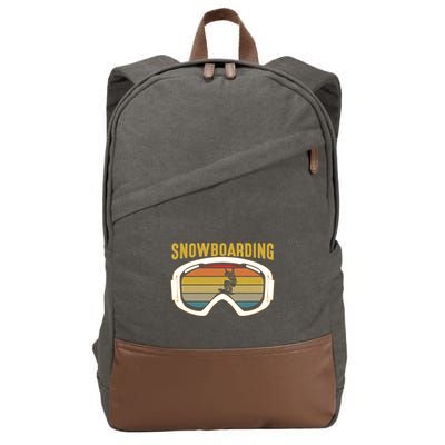 Retro Mountain Vibes: Vintage Snowboarding Meaningful Gift Cotton Canvas Backpack