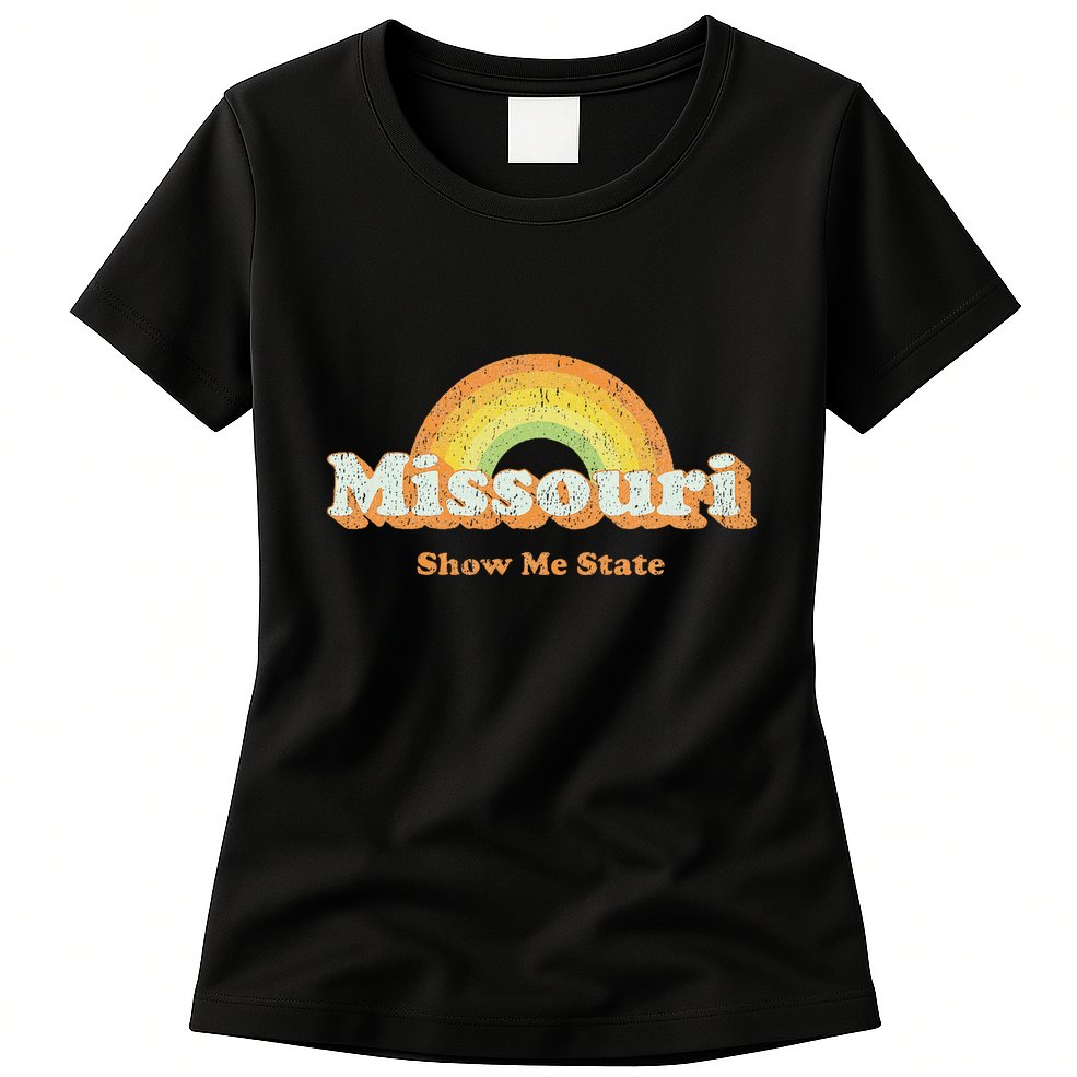 Retro Missouri Vintage 70s Rainbow Womens T-Shirt