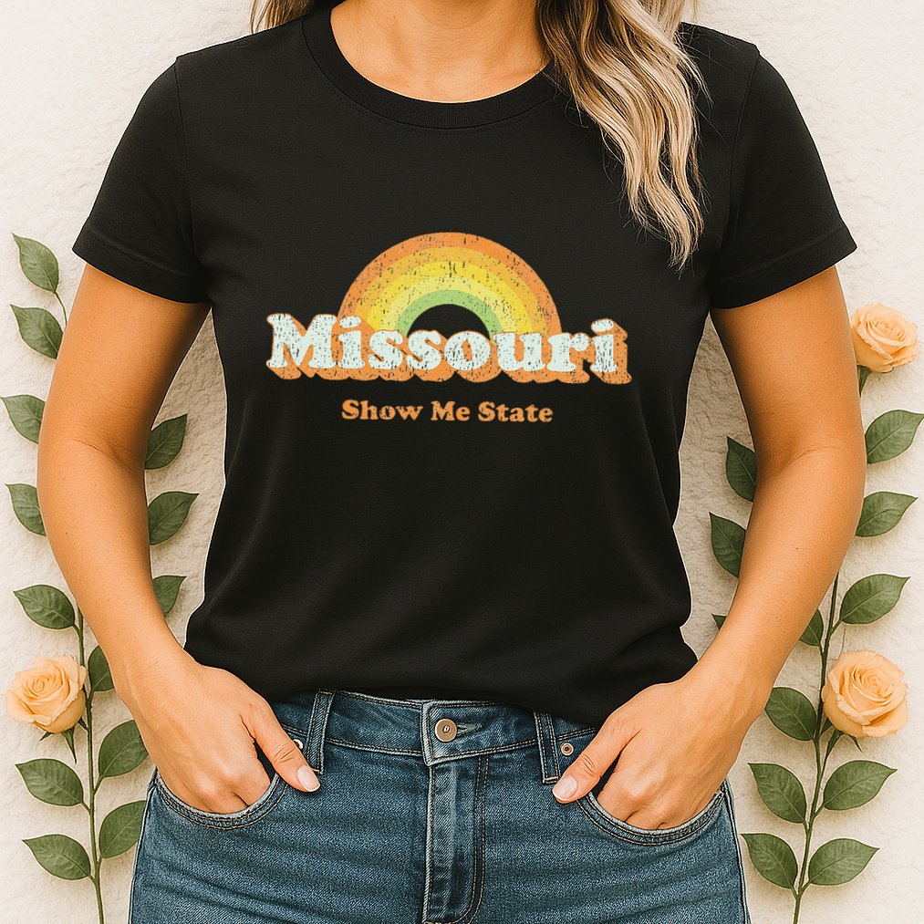 Retro Missouri Vintage 70s Rainbow Womens T-Shirt