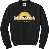 Retro Missouri Vintage 70s Rainbow Kids Sweatshirt