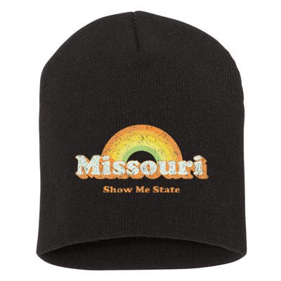 Retro Missouri Vintage 70s Rainbow Short Acrylic Beanie