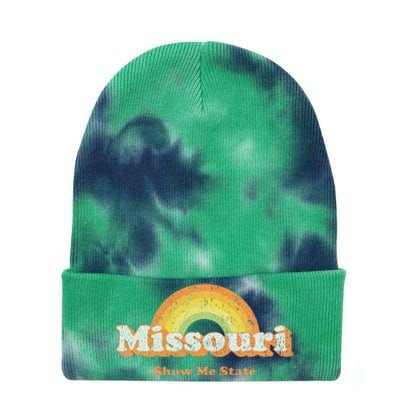 Retro Missouri Vintage 70s Rainbow Tie Dye 12in Knit Beanie