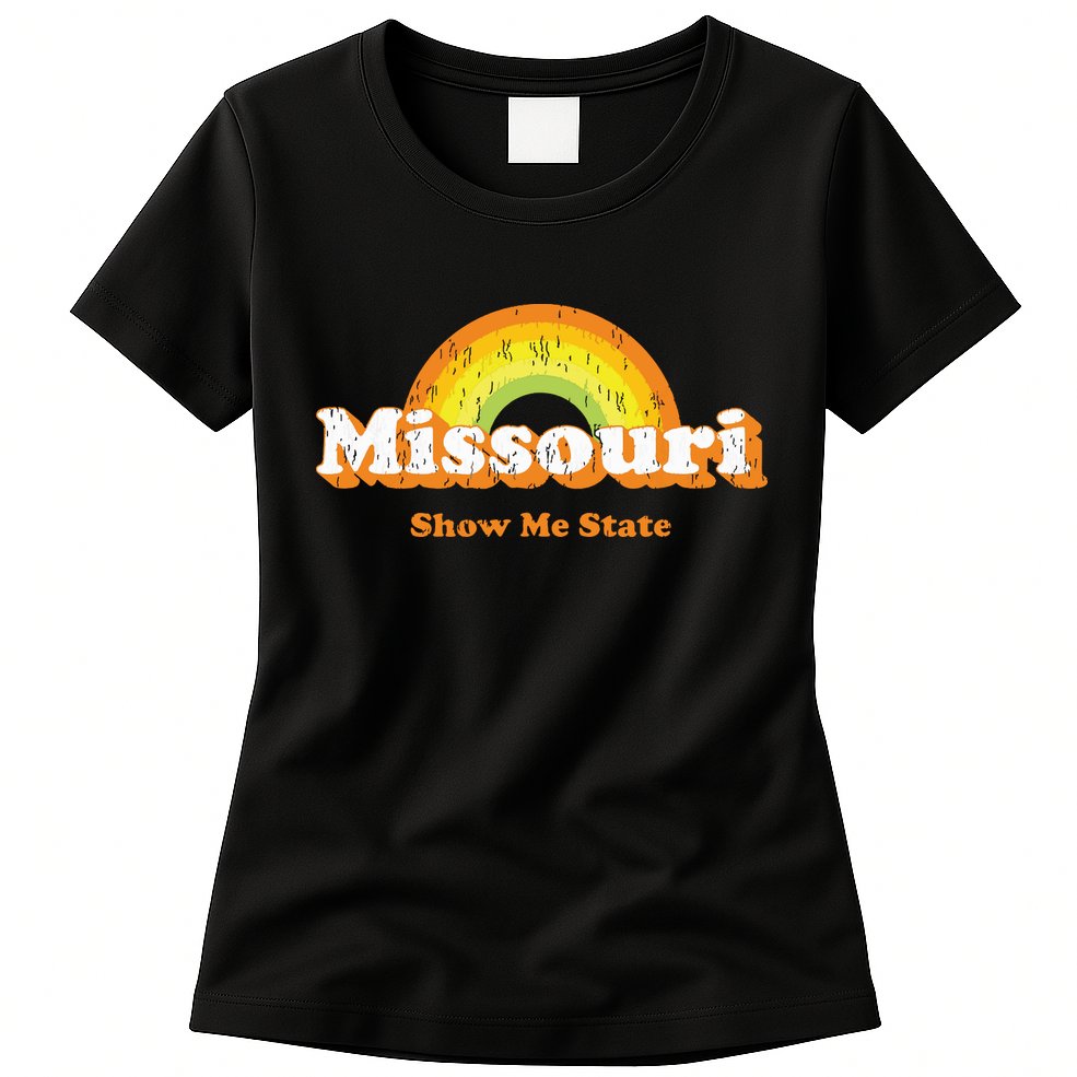 Retro Missouri Vintage 70s Rainbow Womens T-Shirt