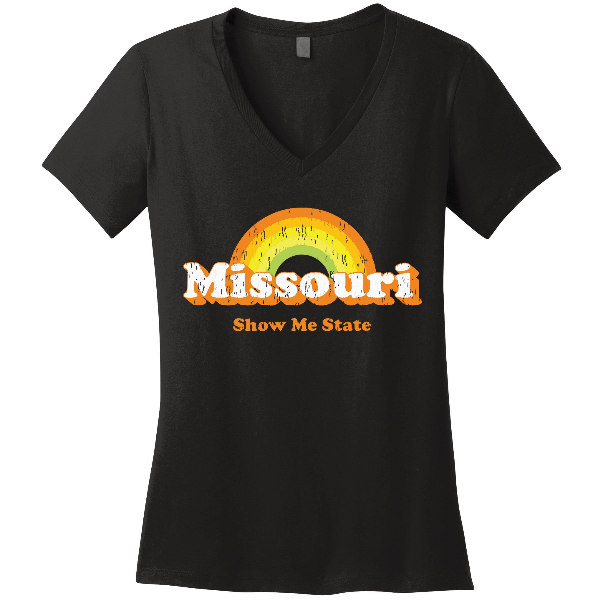Retro Missouri Vintage 70s Rainbow Women's V-Neck T-Shirt