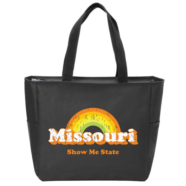 Retro Missouri Vintage 70s Rainbow Zip Tote Bag