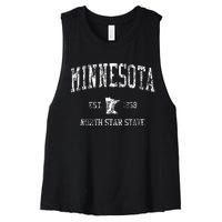 Retro Minnesota Vintage Sports Women's Racerback Cropped Tank