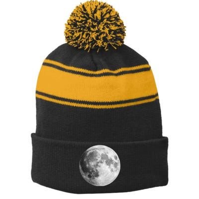 Real Moon Vintage Style Stripe Pom Pom Beanie