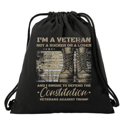 Retro Military Veterans Against Trump Bernie Protest Vintage Drawstring Bag