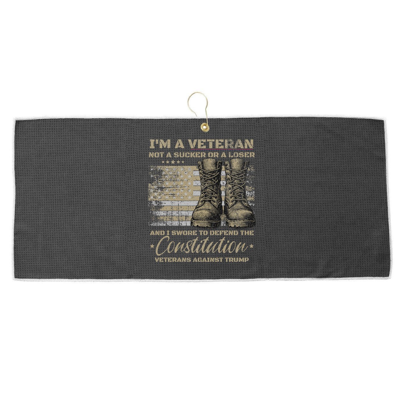 Retro Military Veterans Against Trump Bernie Protest Vintage Large Microfiber Waffle Golf Towel